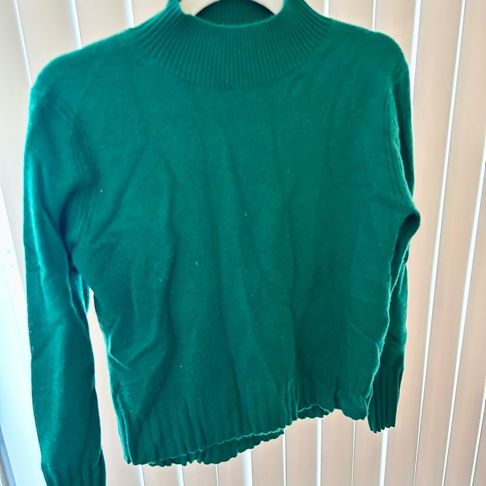 J. Crew Green 100% Cashmere Turtleneck Sweater